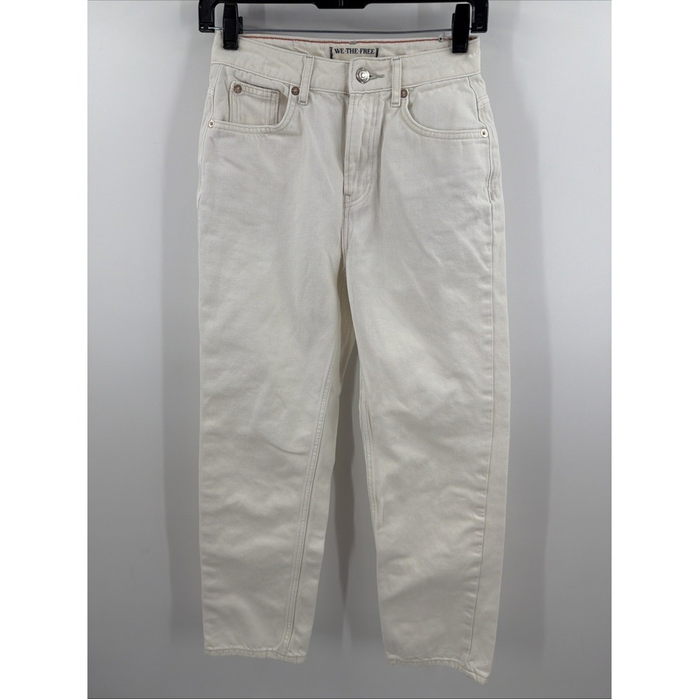 We the Free Jeans 25 The Pacifica High Rise Slim Straight Leg Free People Cream